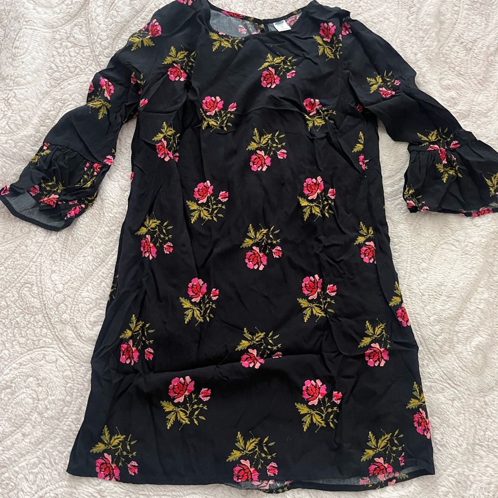 Floral Black Mini Dress